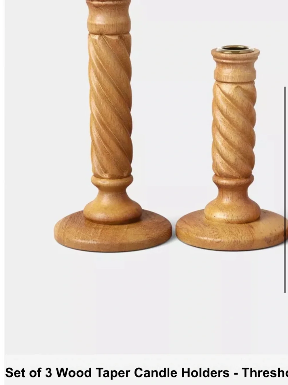 Set of 3 Wood Taper Candle Holders